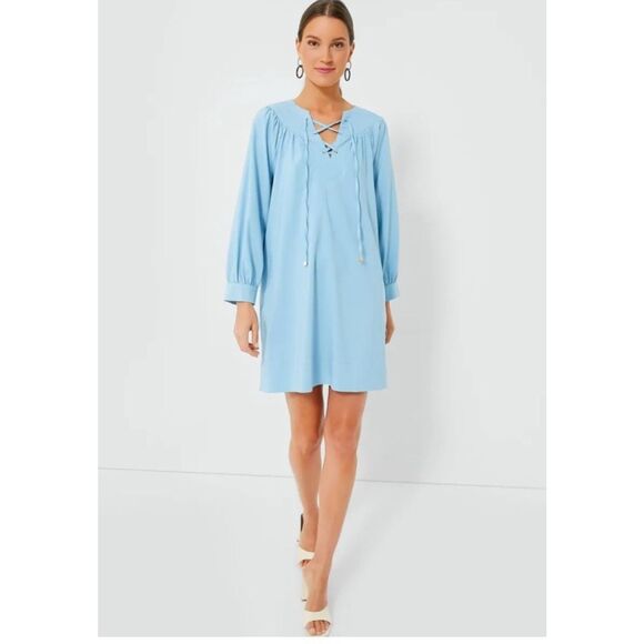 Tuckernuck Pomander Place Blue Tie Front Robbie Dress M - Picture 5 of 10
